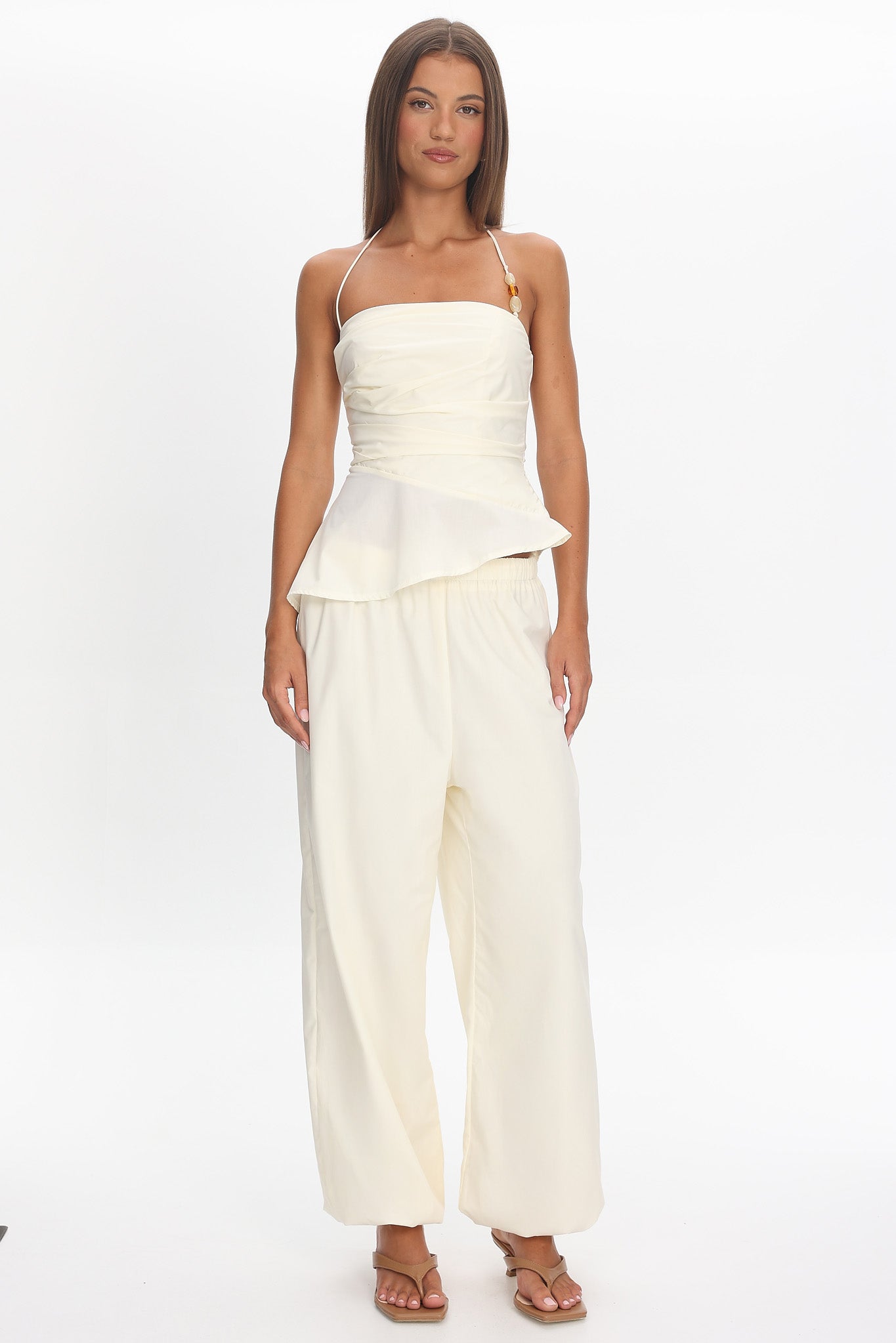 Tilah Drawstring Balloon Pants Cream