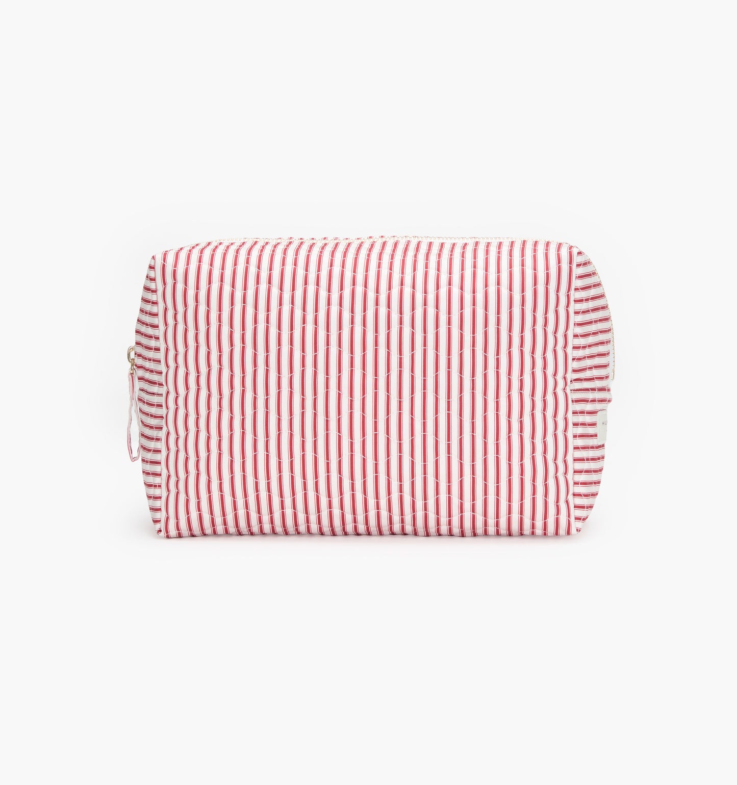 The Quilted Cosmetic Bag - Red Ticking Stripe