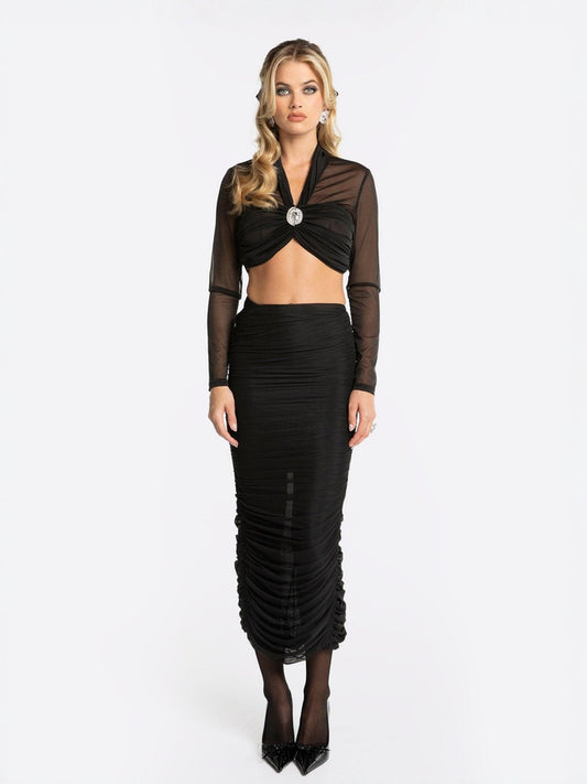 Pia Mesh Skirt (Black) (Final Sale)