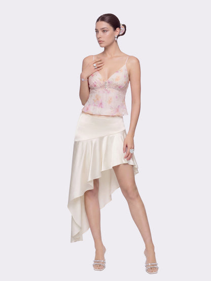 Petra Asymmetric Champagne Skirt