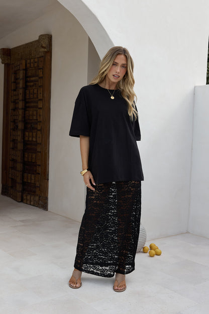 Lover Of The Moon Lace Maxi Skirt Black