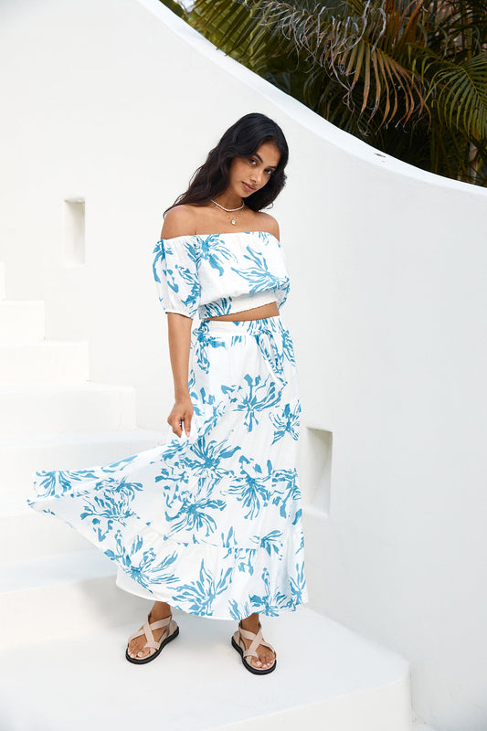 Island Whisper Maxi Skirt Blue
