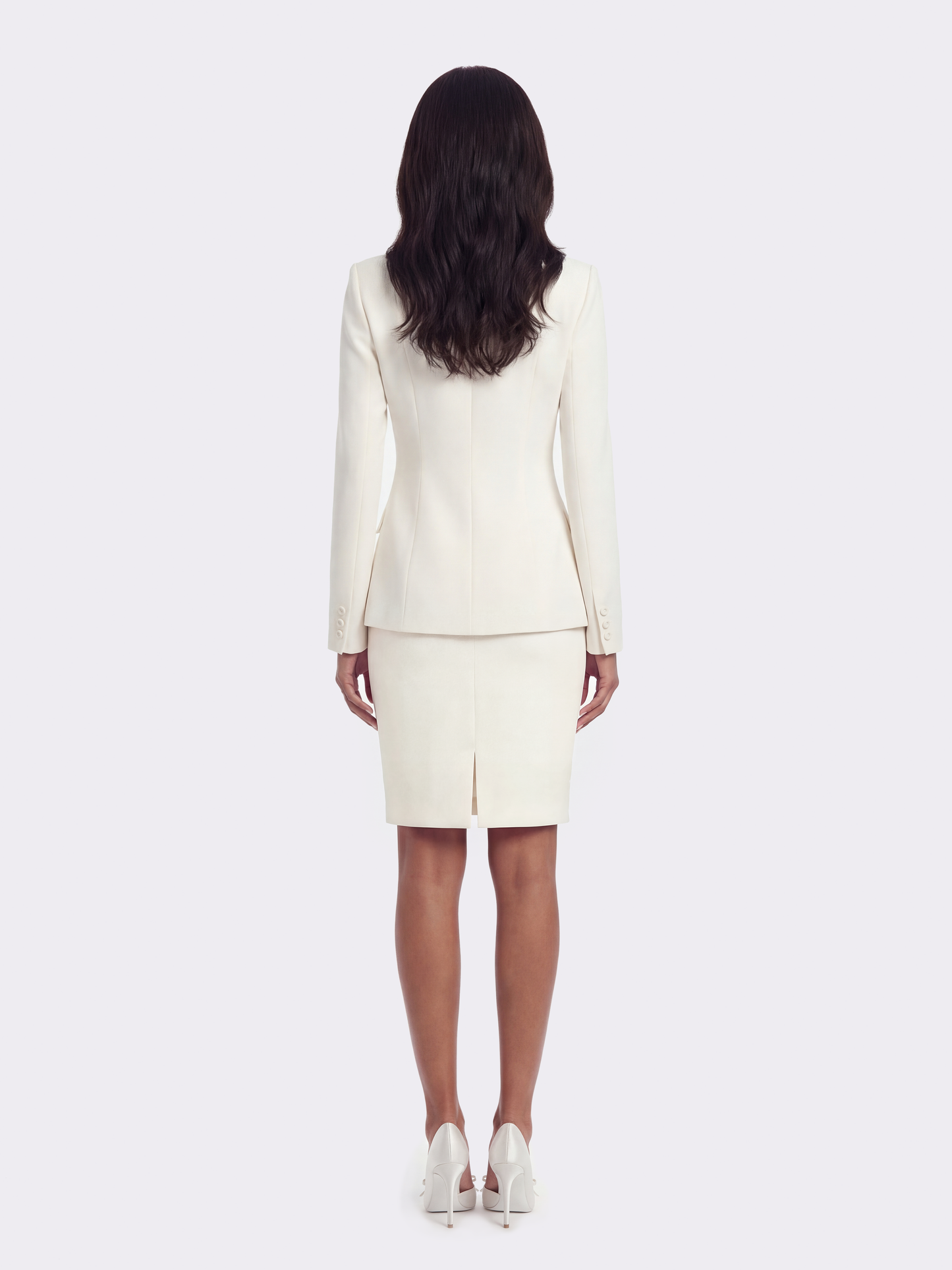 Yvette Tailored White Pencil Skirt