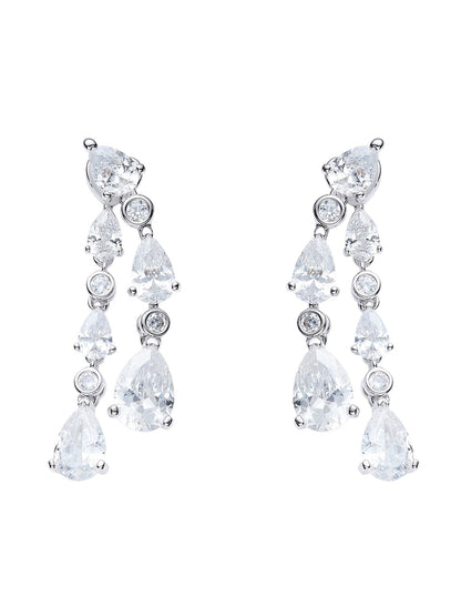 Yvette Cascading Pear Cut Crystal Earrings