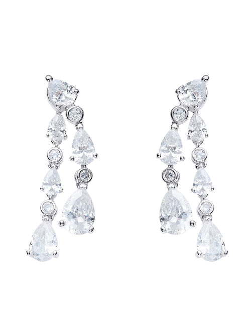 Yvette Cascading Pear Cut Crystal Earrings