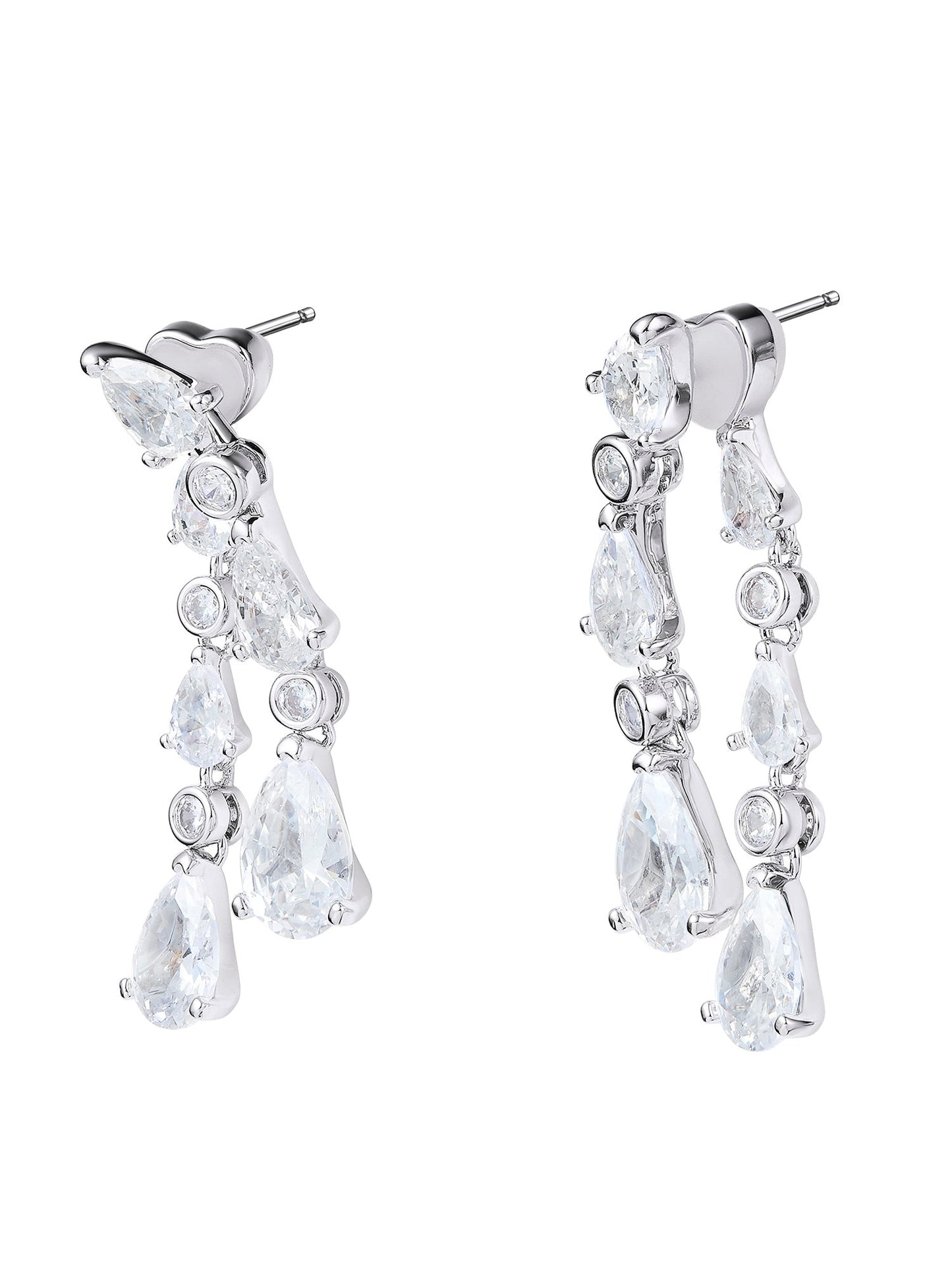 Yvette Cascading Pear Cut Crystal Earrings