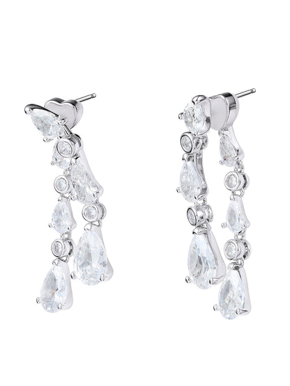 Yvette Cascading Pear Cut Crystal Earrings