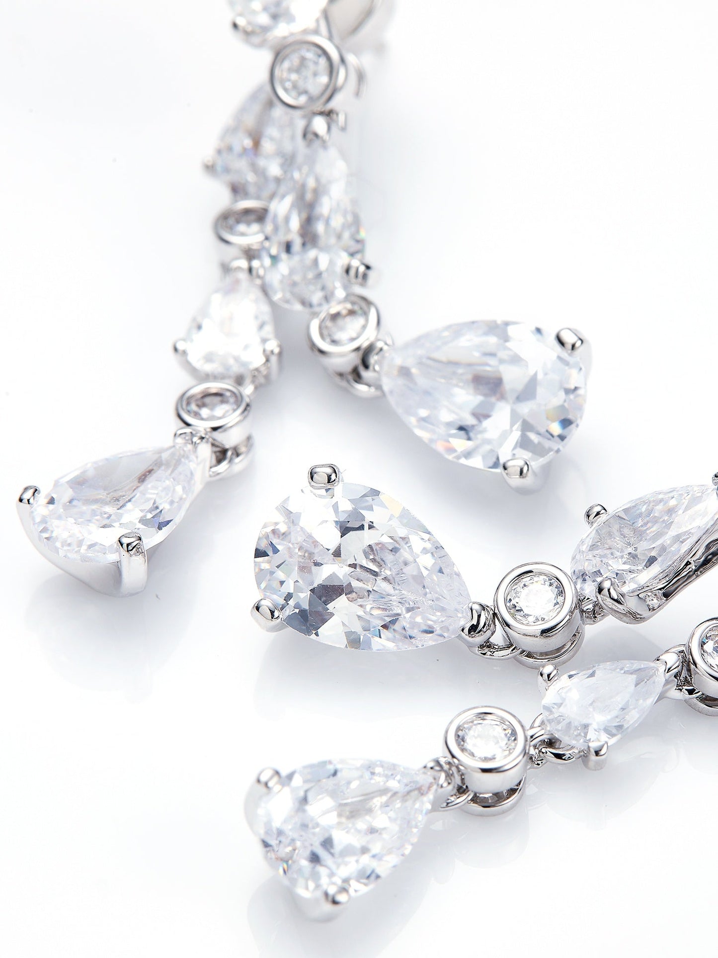 Yvette Cascading Pear Cut Crystal Earrings