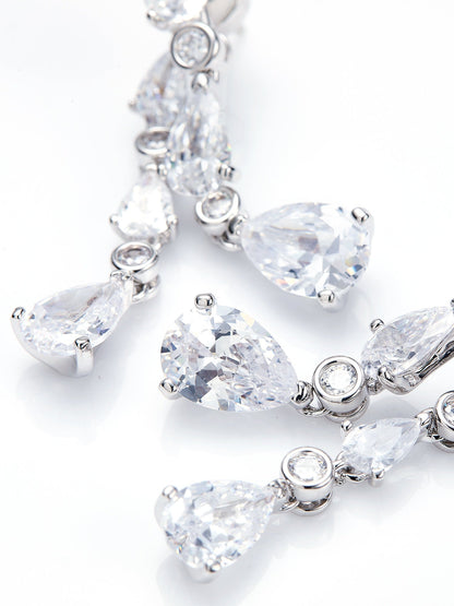 Yvette Cascading Pear Cut Crystal Earrings