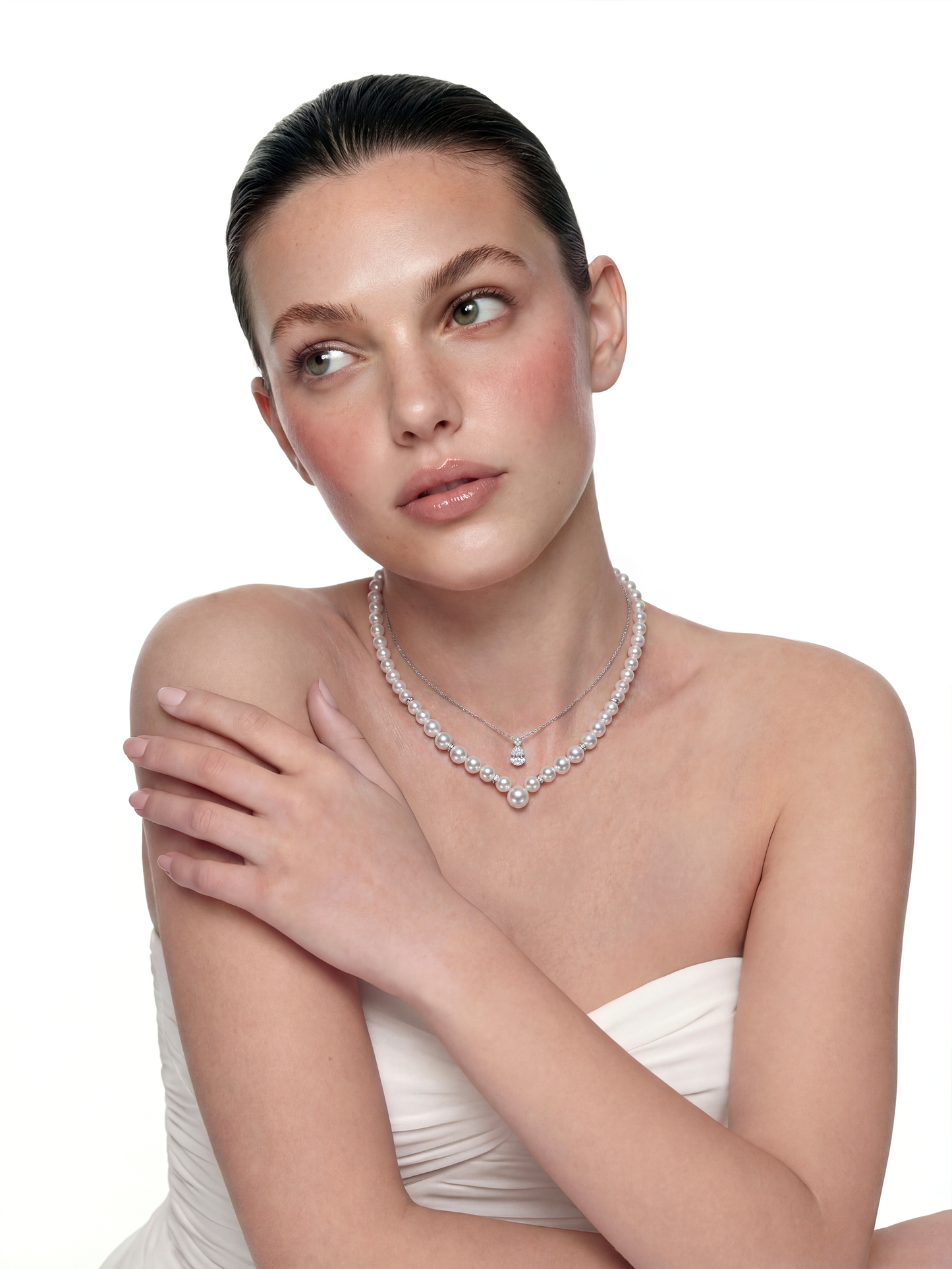 Yvette Pear Cut Crystal Pendant Necklace