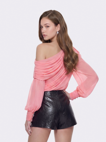 Sia One-Shoulder Pink Top
