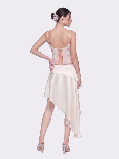 Petra Asymmetric Champagne Skirt