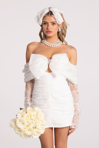 Sydney Bow Dress (White) (Final Sale)