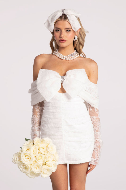 Sydney Bow Dress (White) (Final Sale)
