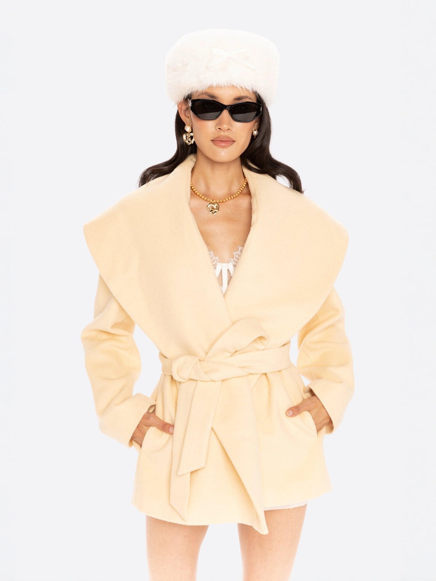 Victoria Bow Coat (Yellow)