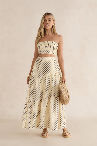 Shimmering Sands Polka Dot Maxi Skirt Yellow