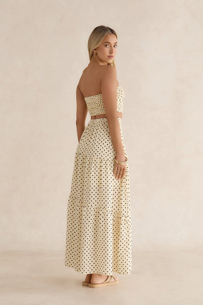 Shimmering Sands Polka Dot Maxi Skirt Yellow