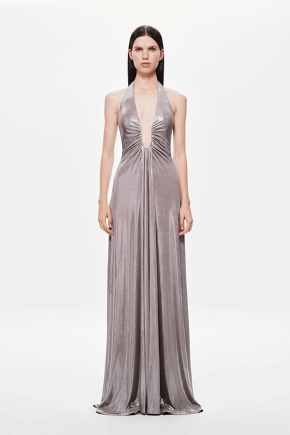 Jennifer Foil Jersey Dress - Cinder