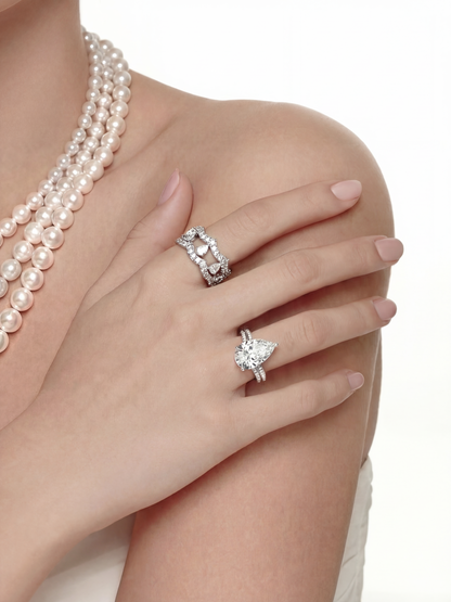 Yvette Stackable Pear Cut Crystal Ring Set