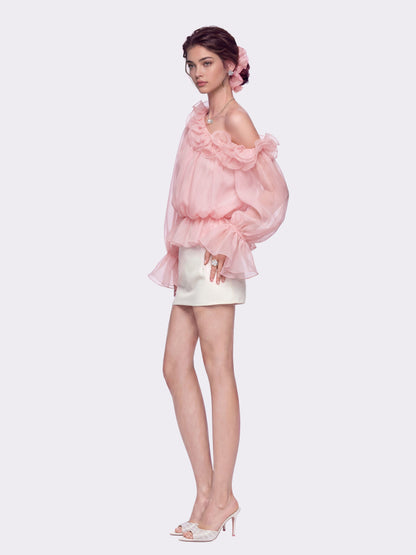 Summer Ruffle Pink Blouse