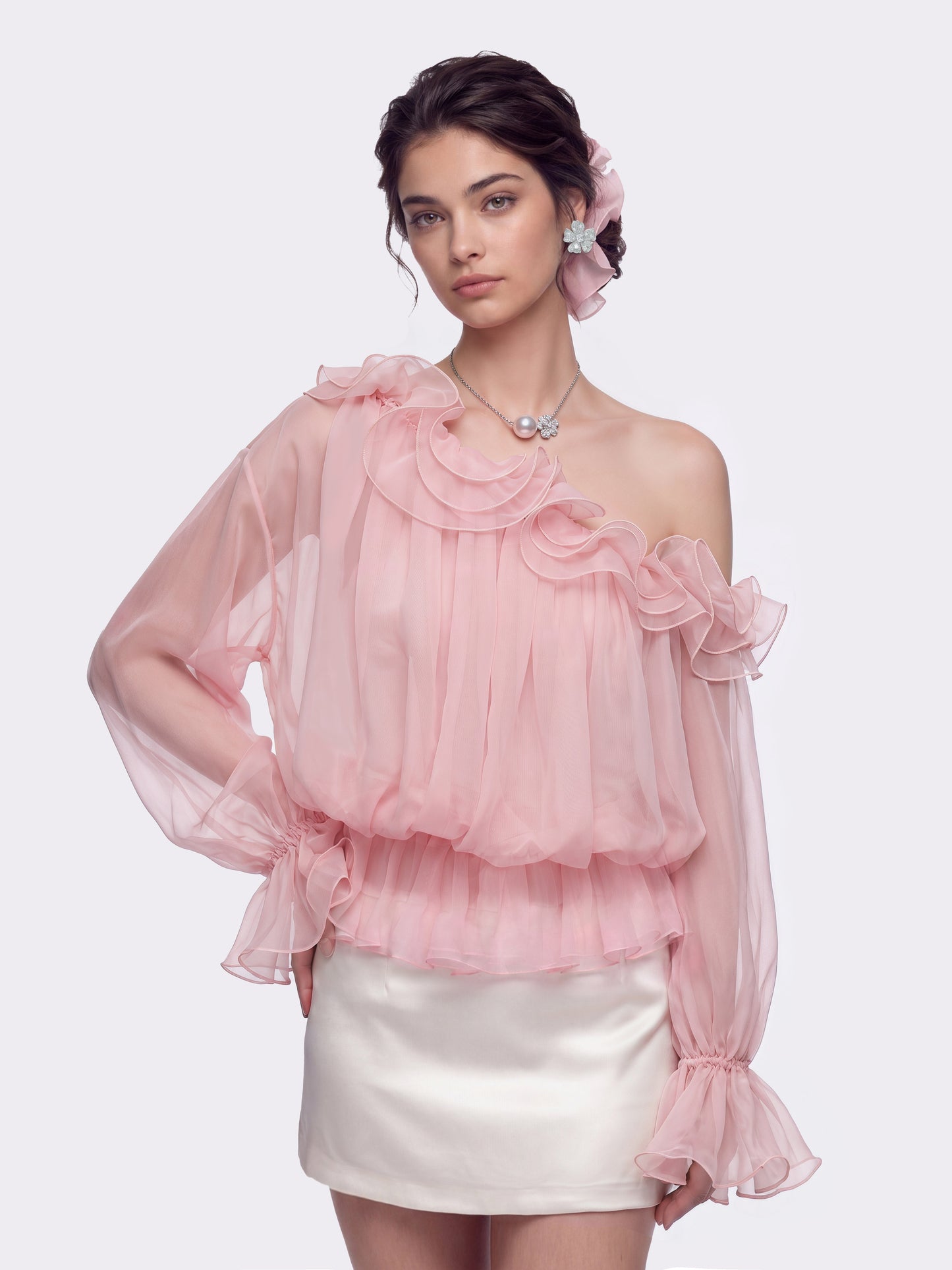 Summer Ruffle Pink Blouse