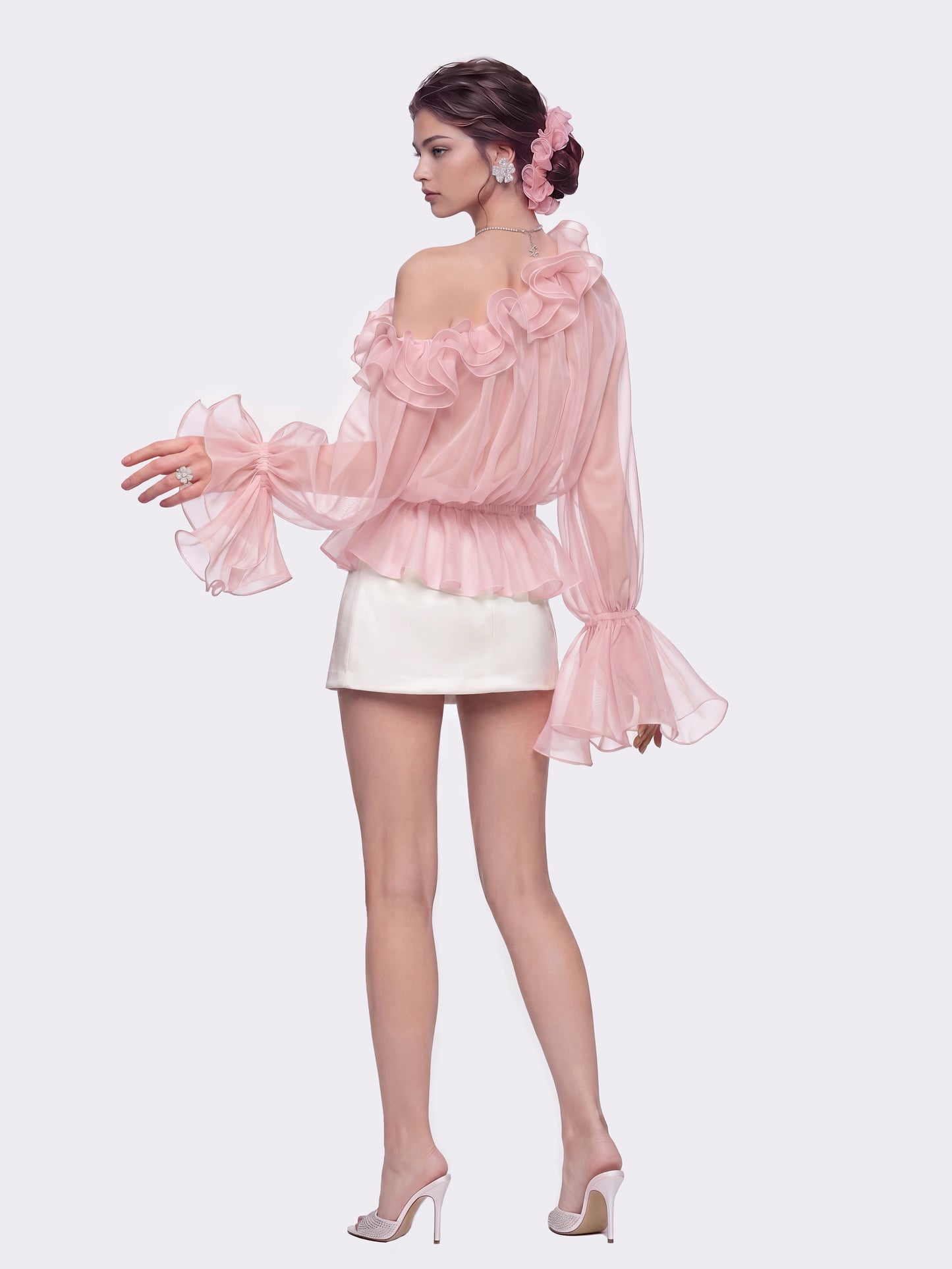 Summer Ruffle Pink Blouse