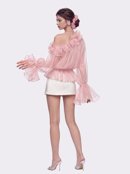 Summer Ruffle Pink Blouse