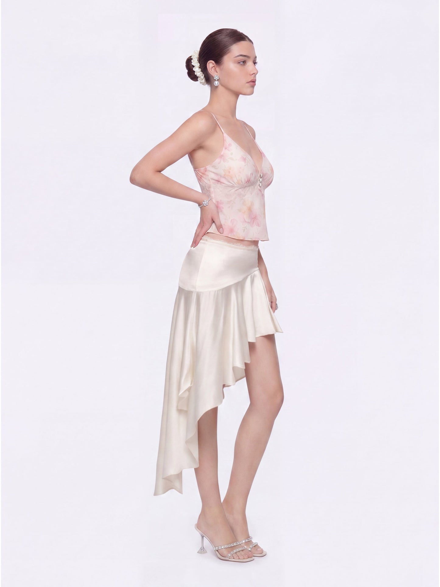 Petra Asymmetric Champagne Skirt