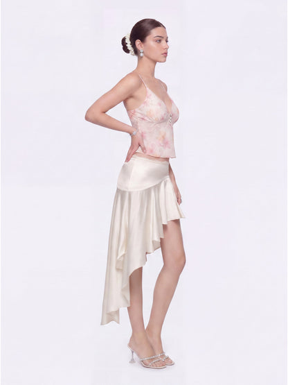 Petra Asymmetric Champagne Skirt
