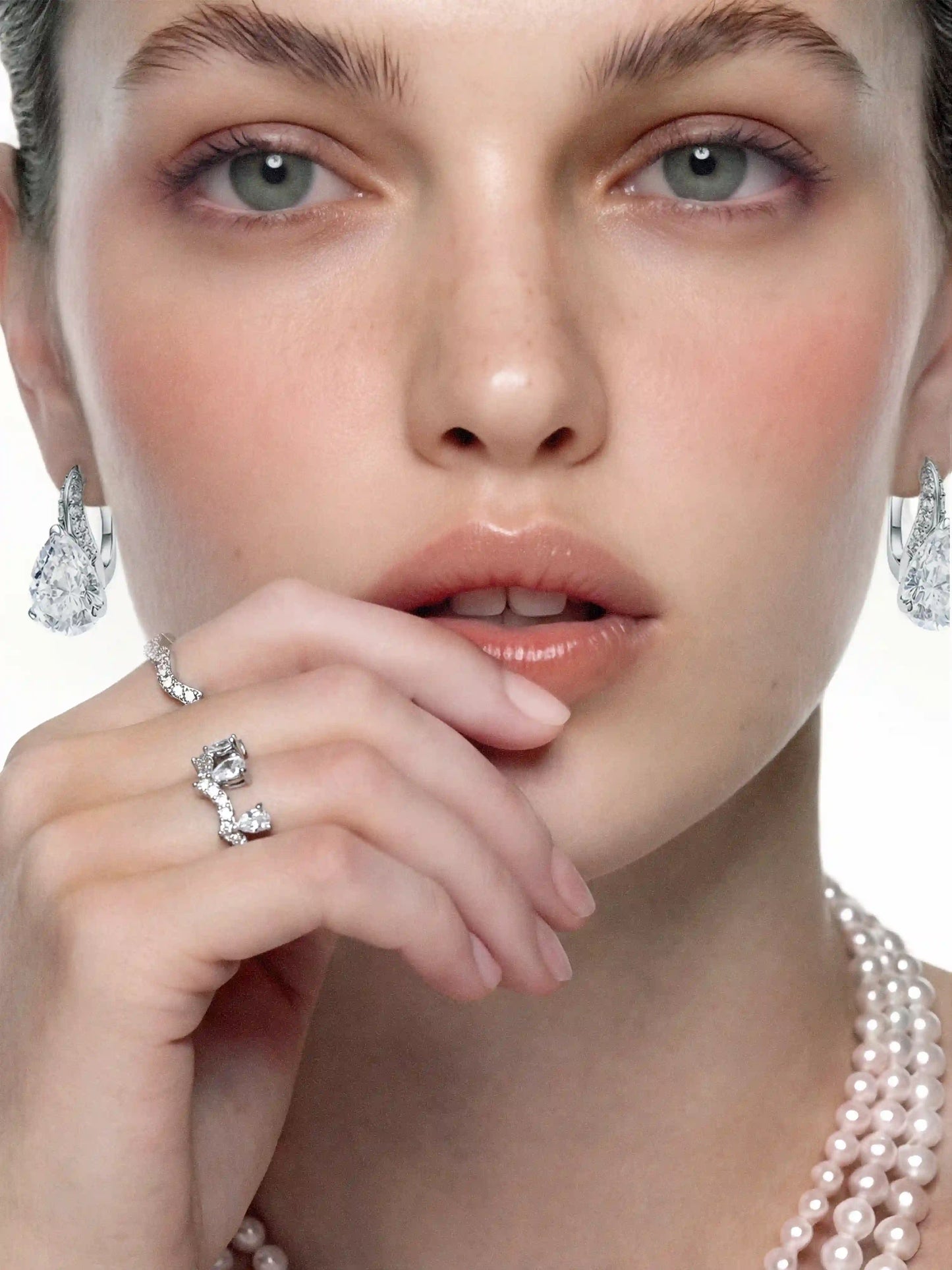 Yvette Stackable Pear Cut Crystal Ring Set
