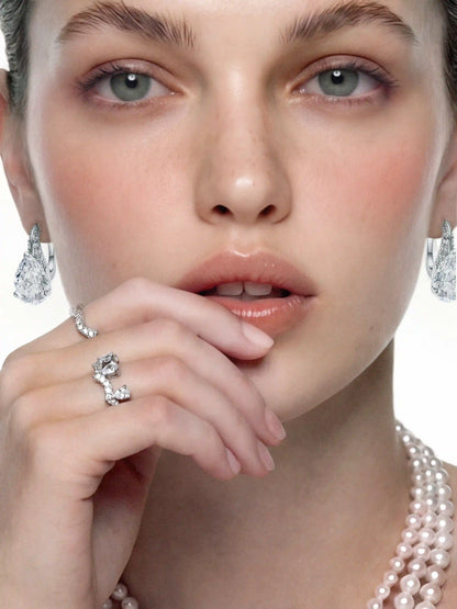 Yvette Stackable Pear Cut Crystal Ring Set