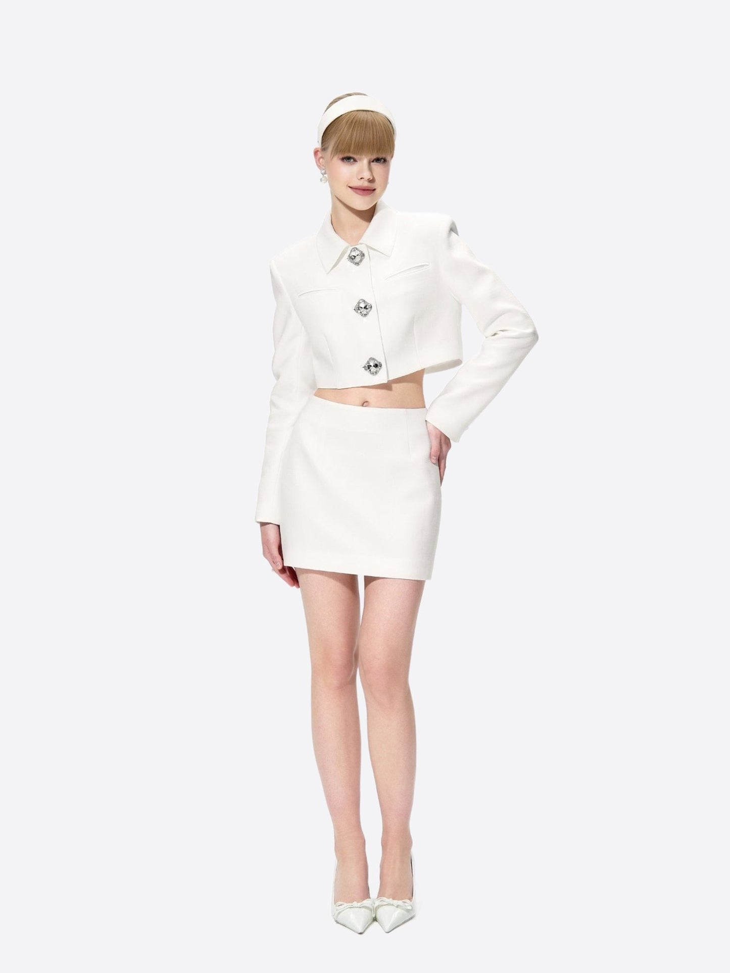Tatiana Crop Blazer (White)