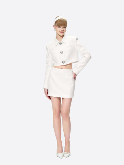 Tatiana Crop Blazer (White)