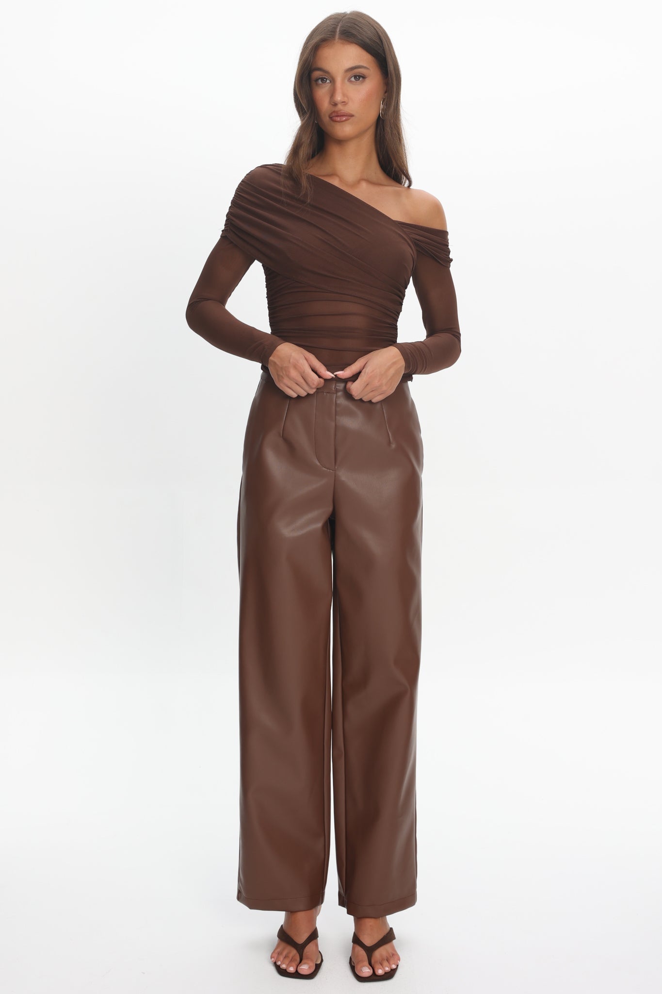 Fair Play Faux Leather Pants Coffee