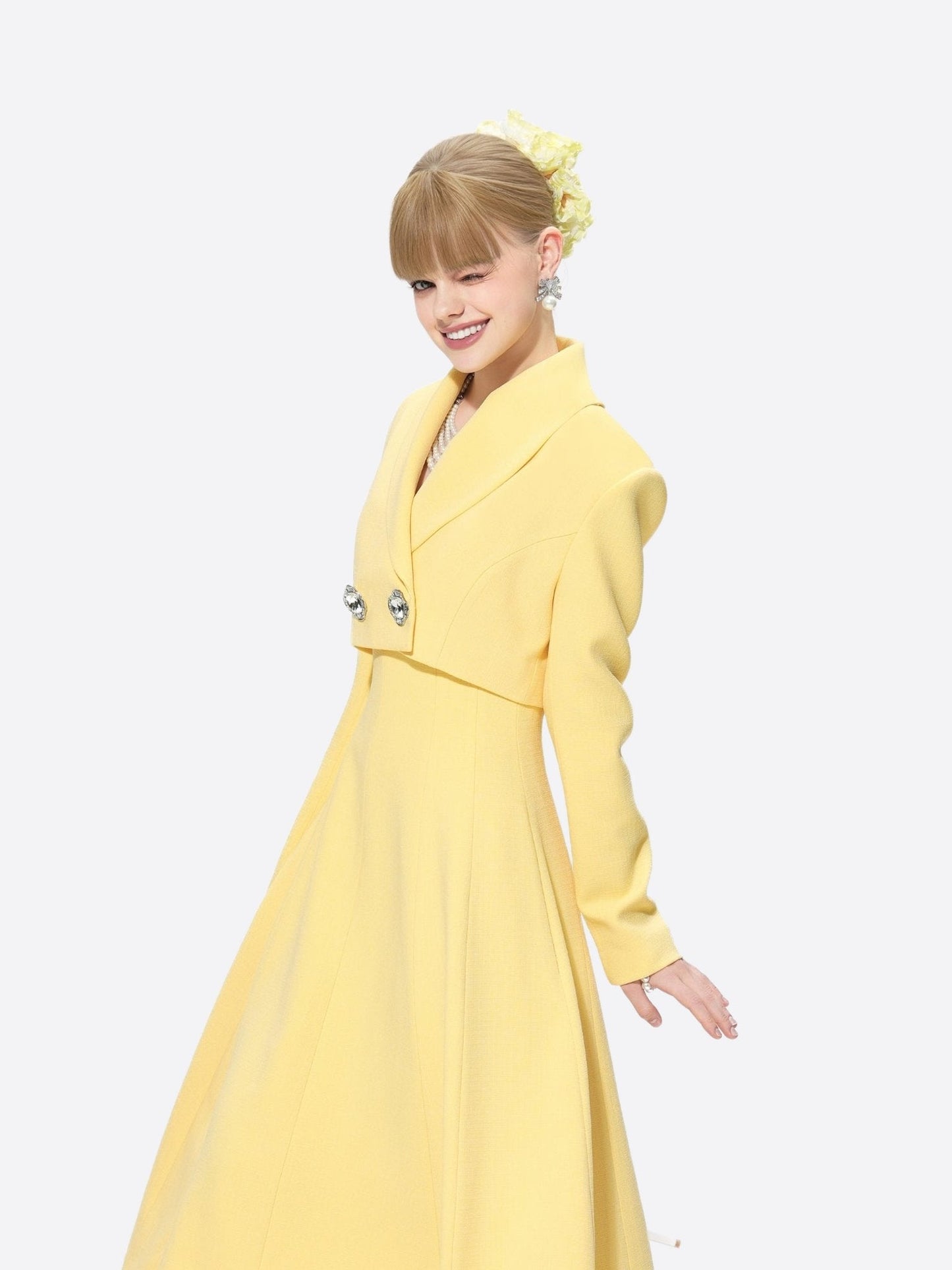 Veronica Crop Blazer (Yellow)