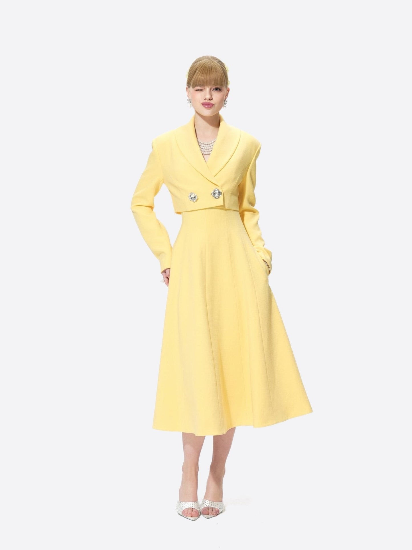Veronica Crop Blazer (Yellow)