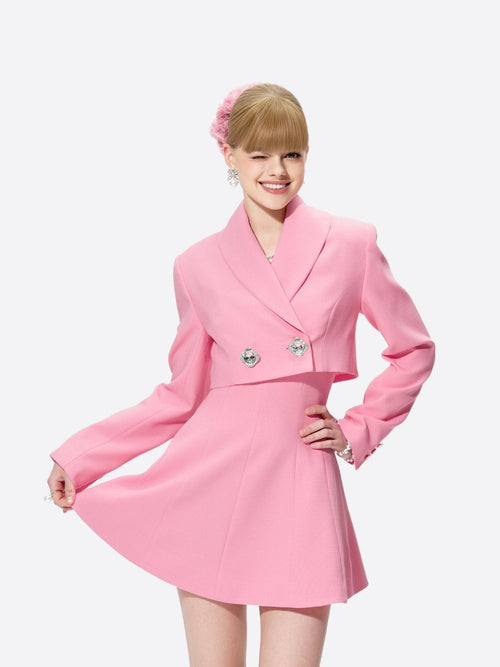 Veronica Crop Blazer (Pink)