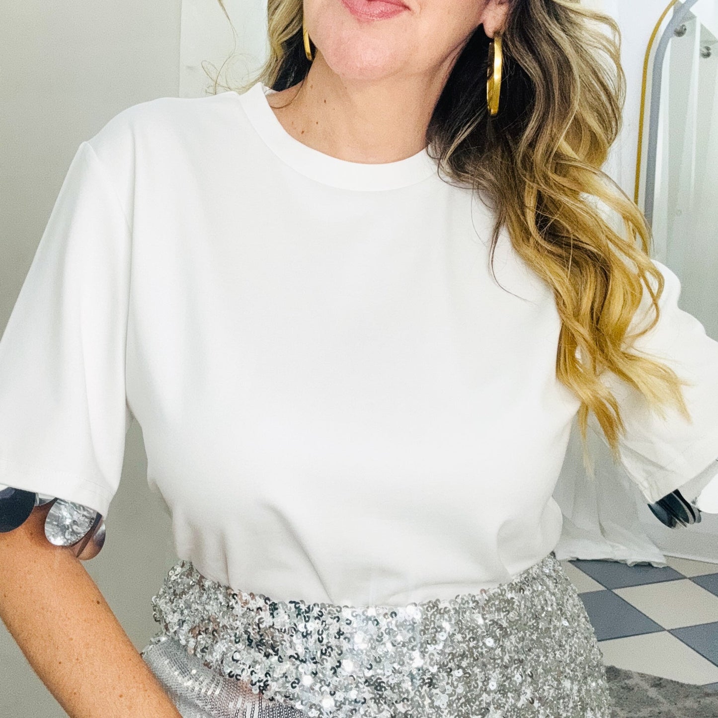 White Sequin Shirt