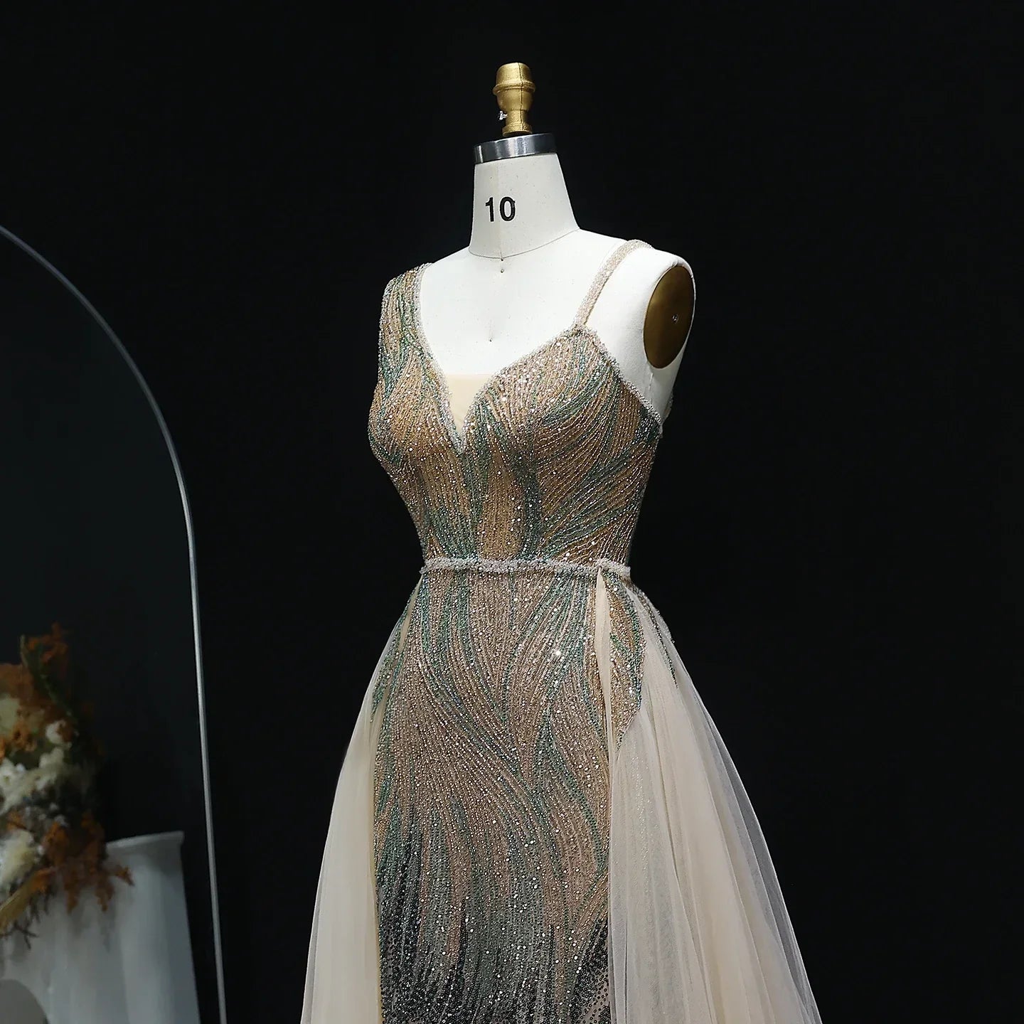 Dusty Champagne Pink Evening Dresses with Overskirt