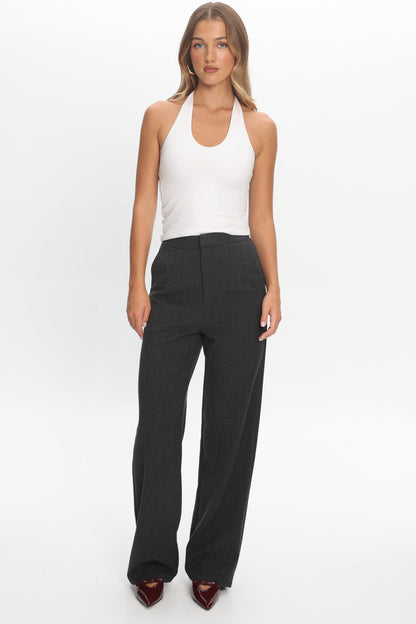 In Disguise Straight Leg Pocket Pants Charcoal