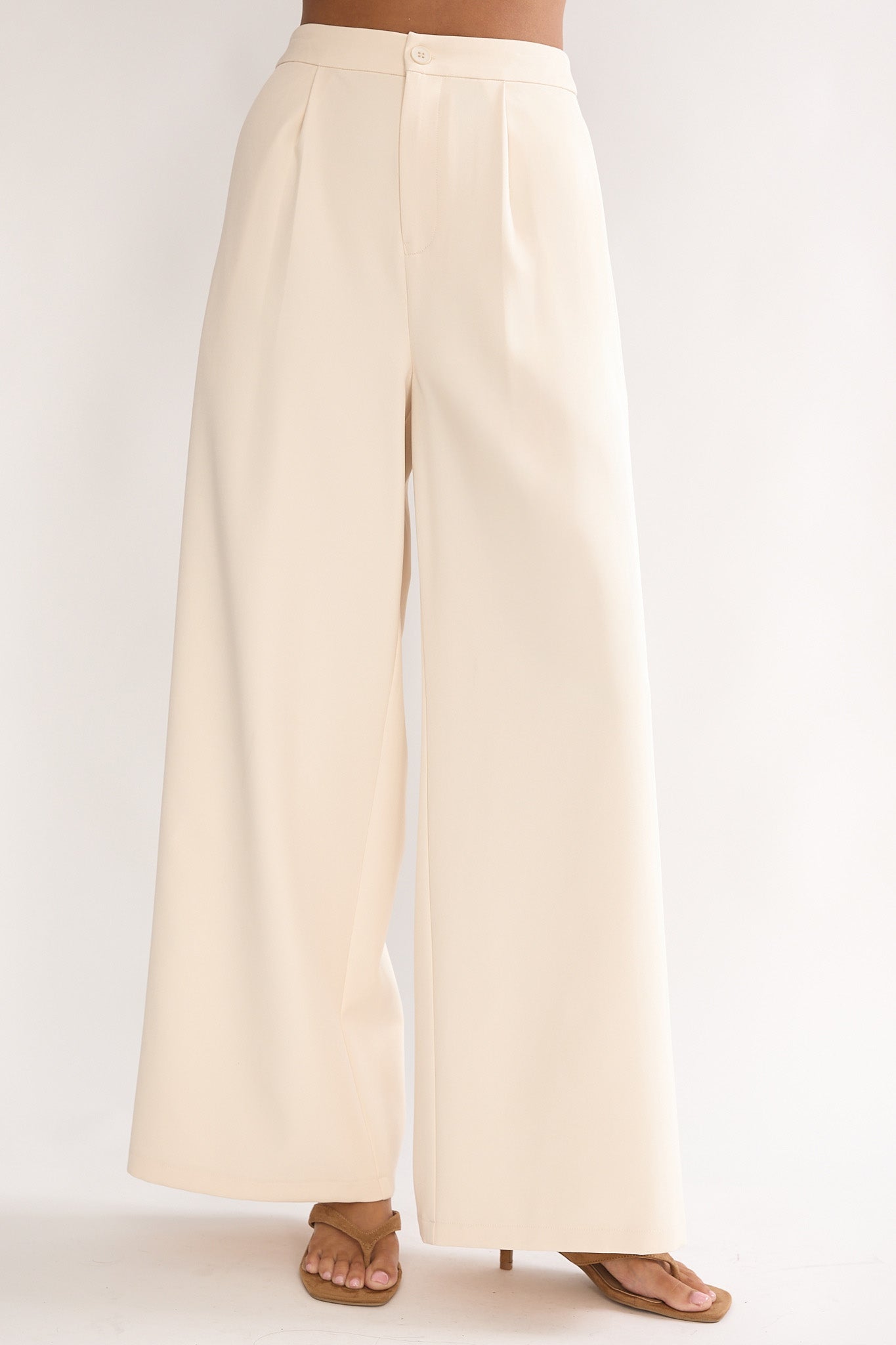 Florene Strapless Split Scarf Pants Vanilla