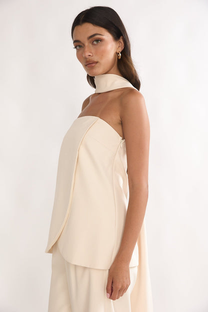 Florene Strapless Split Scarf Top Vanilla