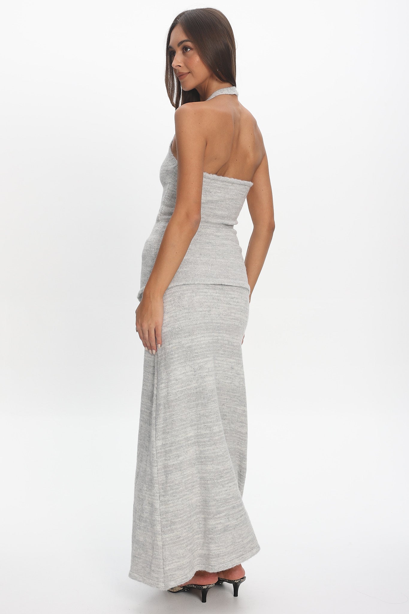 Duma Knit Maxi Skirt Light Grey