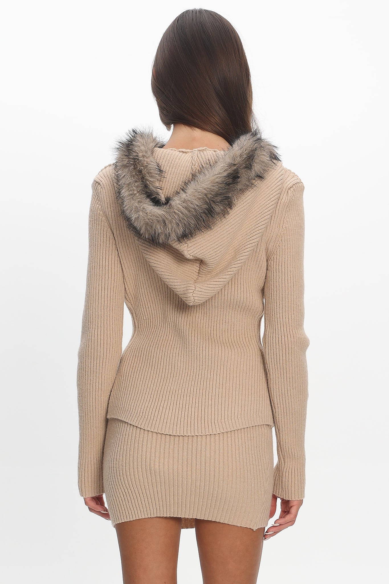Odetta Ribbed Knit Mini Skirt Sand