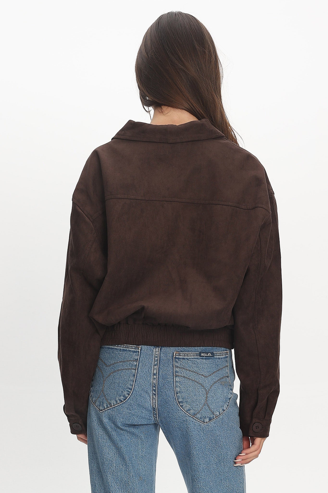 Rampage Faux Suede Blouson Jacket Chocolate
