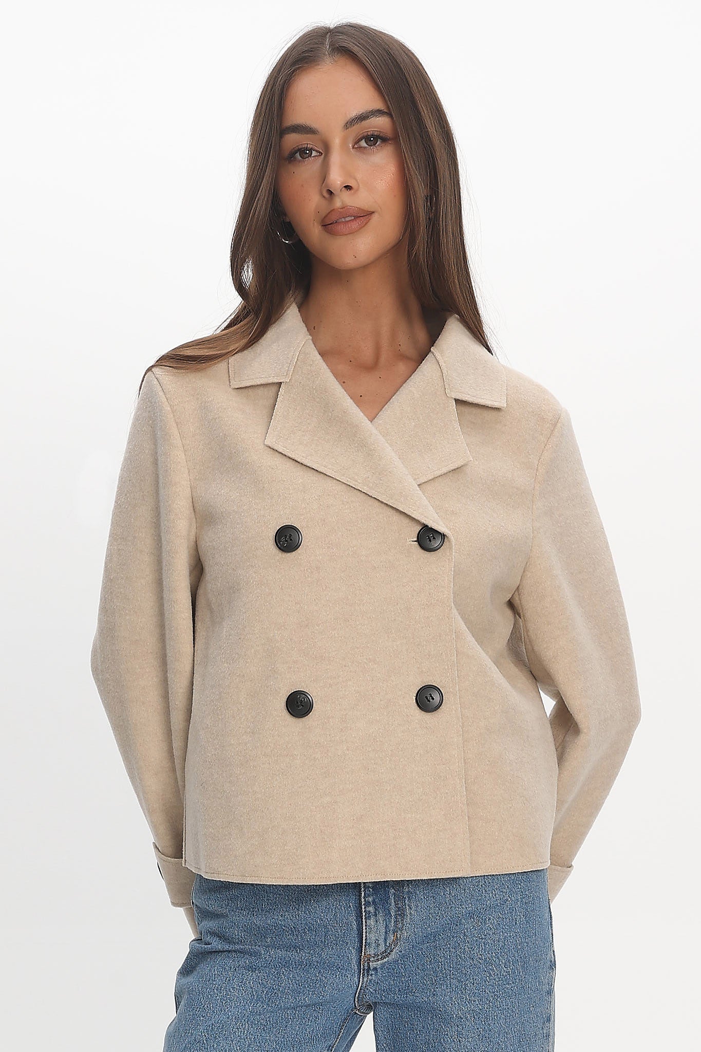 London Night Double-Breasted Coat Oat