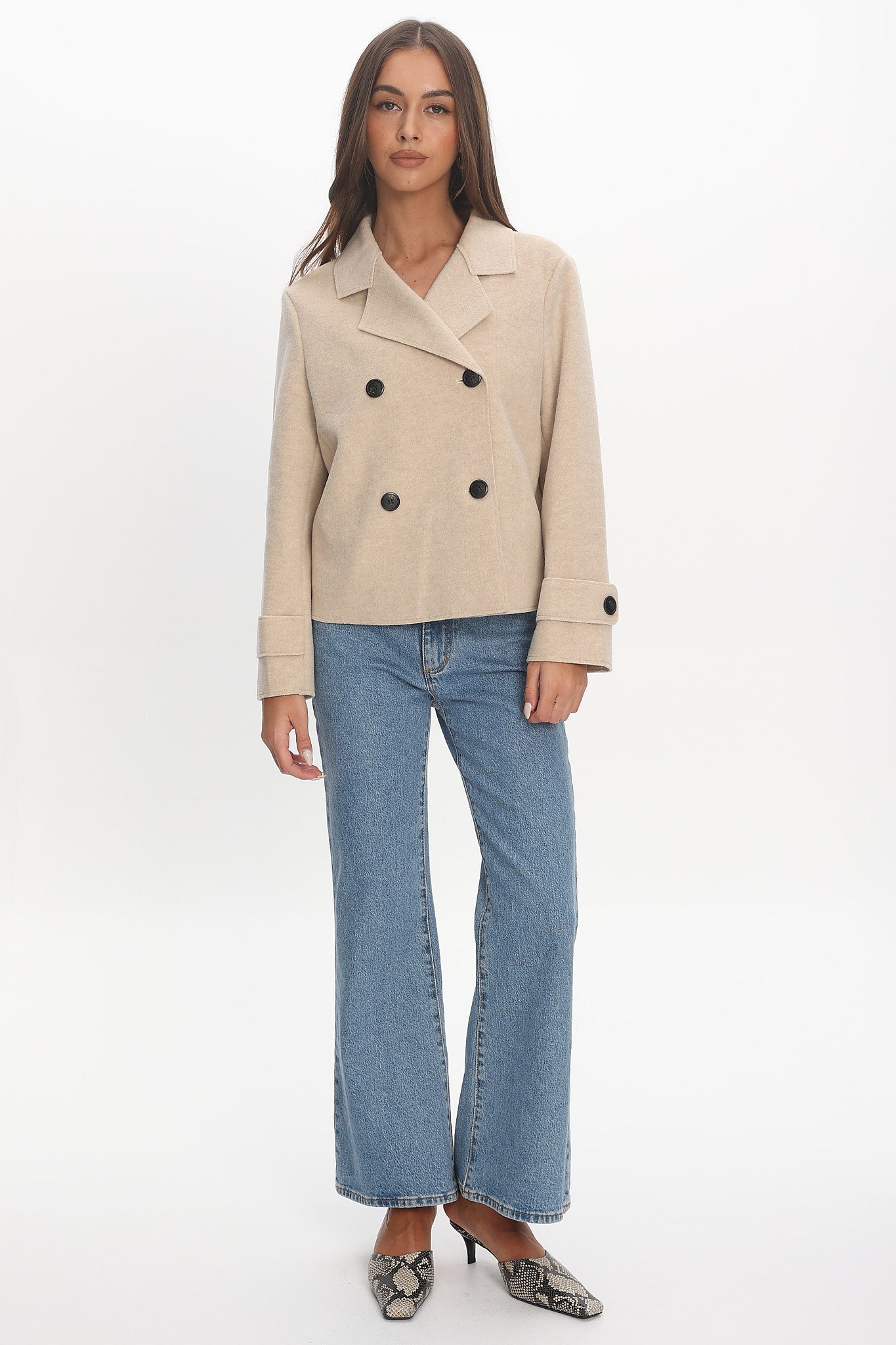 London Night Double-Breasted Coat Oat