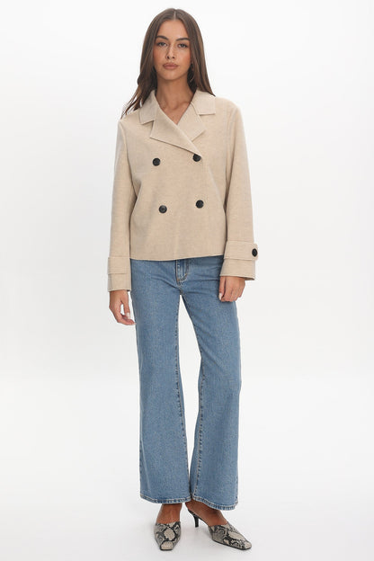 London Night Double-Breasted Coat Oat