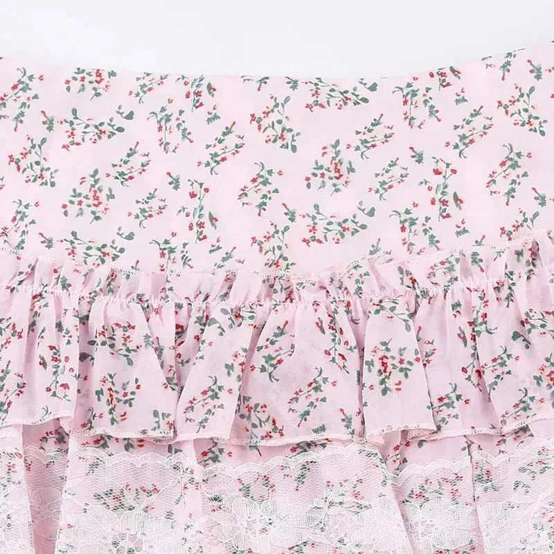 Coquette Floral Ruffled Mini Skirt