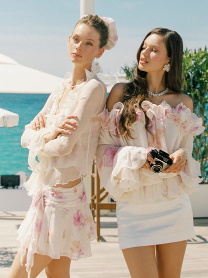 Ophelia Rosette Beige Print Skirt